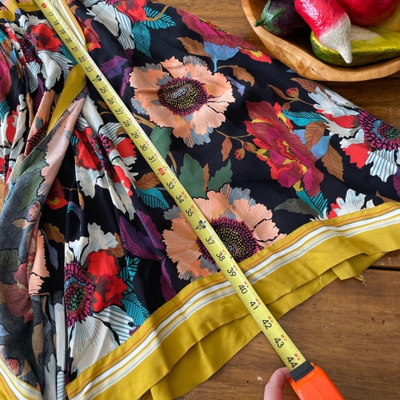 Maeve by Anthropologie Botanical Floral Faux Wrap Handkerchief Midi Dress Size 6 - Picture 5 of 9